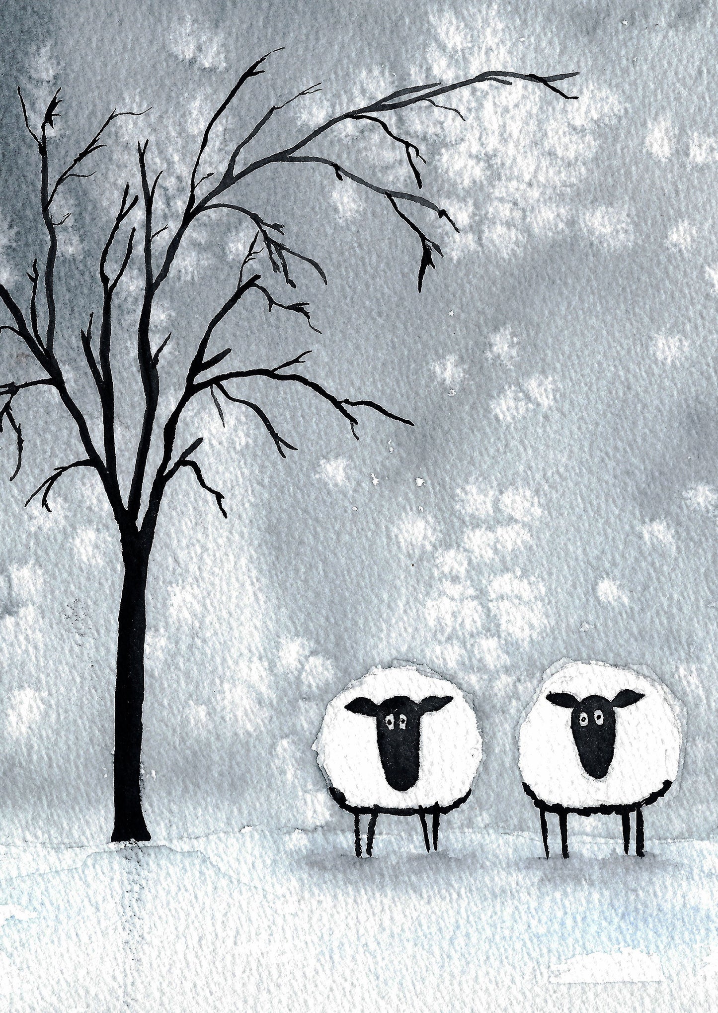 Klappkarten mit Umschlag - Schafe im Schnee